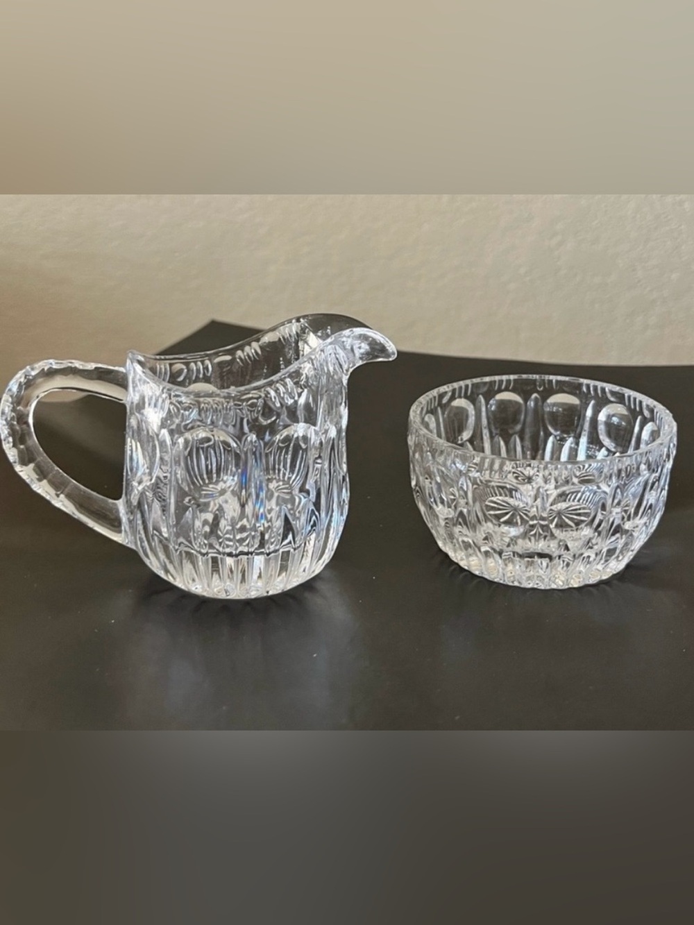 Gorham Althea Lead Crystal Creamer & Sugar Bowl Set Made in West Germany